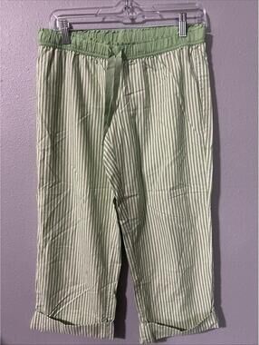 Victorias Secret Green Striped Pajama Pants Capris Size Small